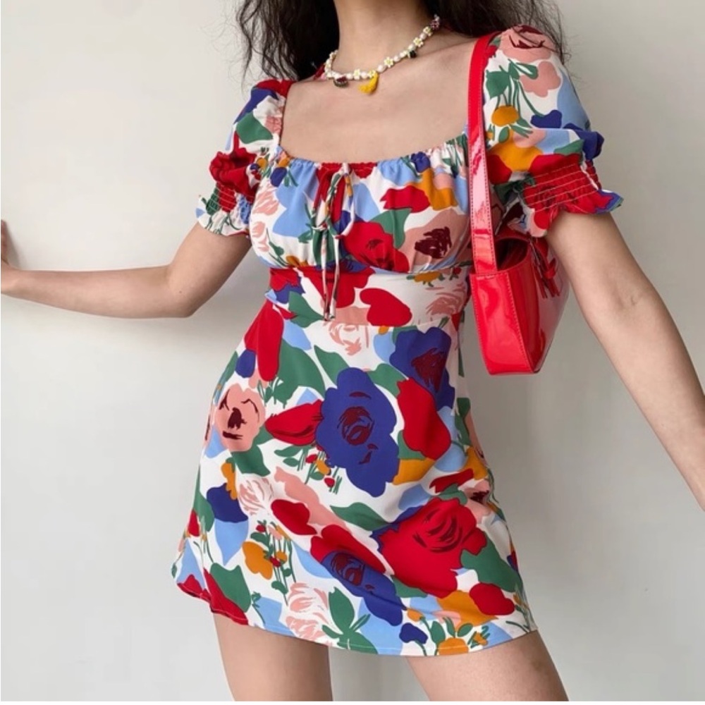 Faithfull The Brand Iris Dress Floral Print Mini Dress Sz: 4 - Picture 1 of 11